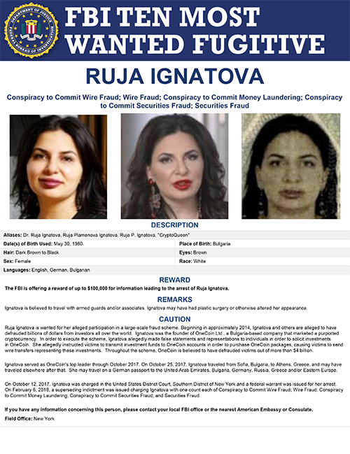 Ruja Ignatova FBI Most Wanted